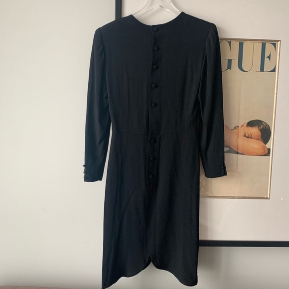 Vintage Sonia Rykiel Black Midi Shift Dress Bow - Picture 7 of 10